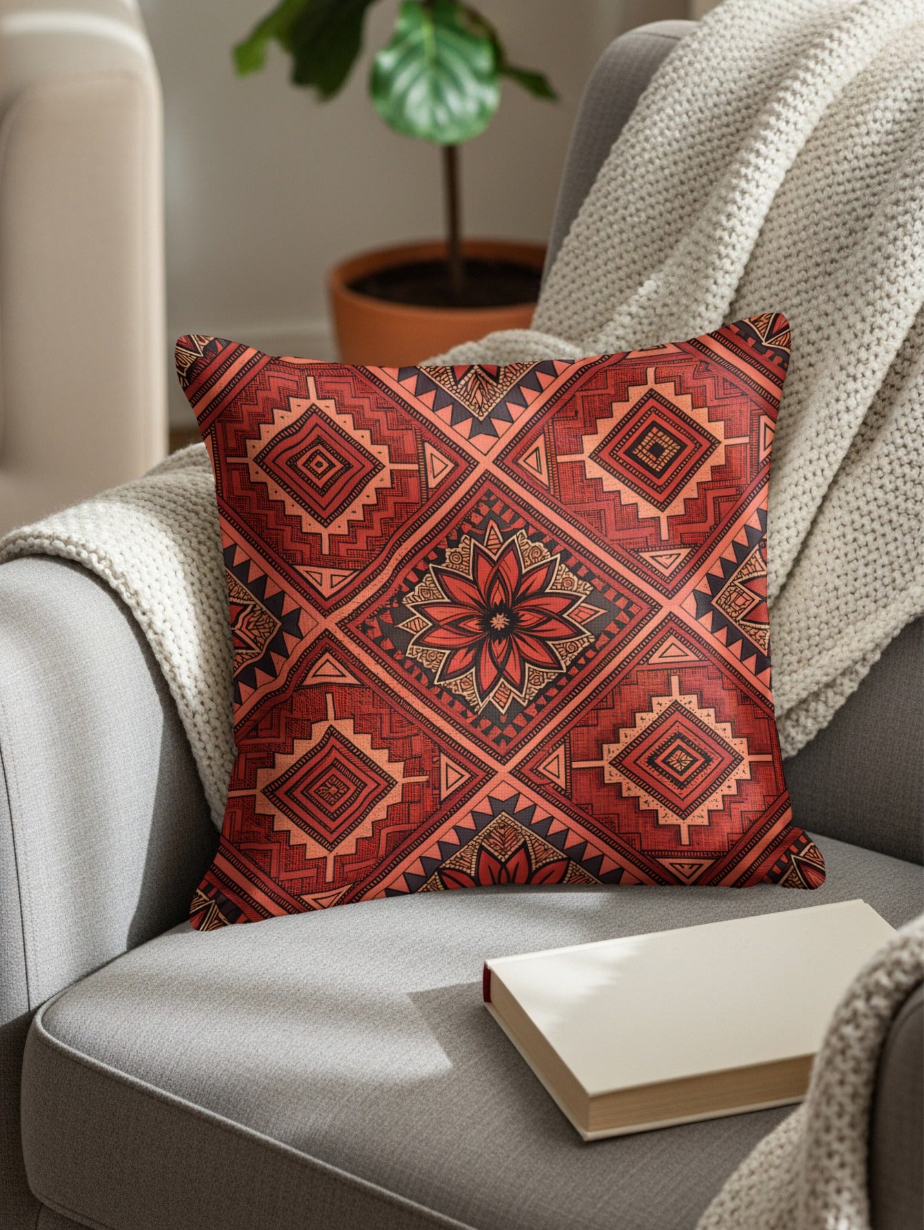Tribal Aztec Geometric Floral Design Patterned Pillows & Pillow Cases - Walk Greener