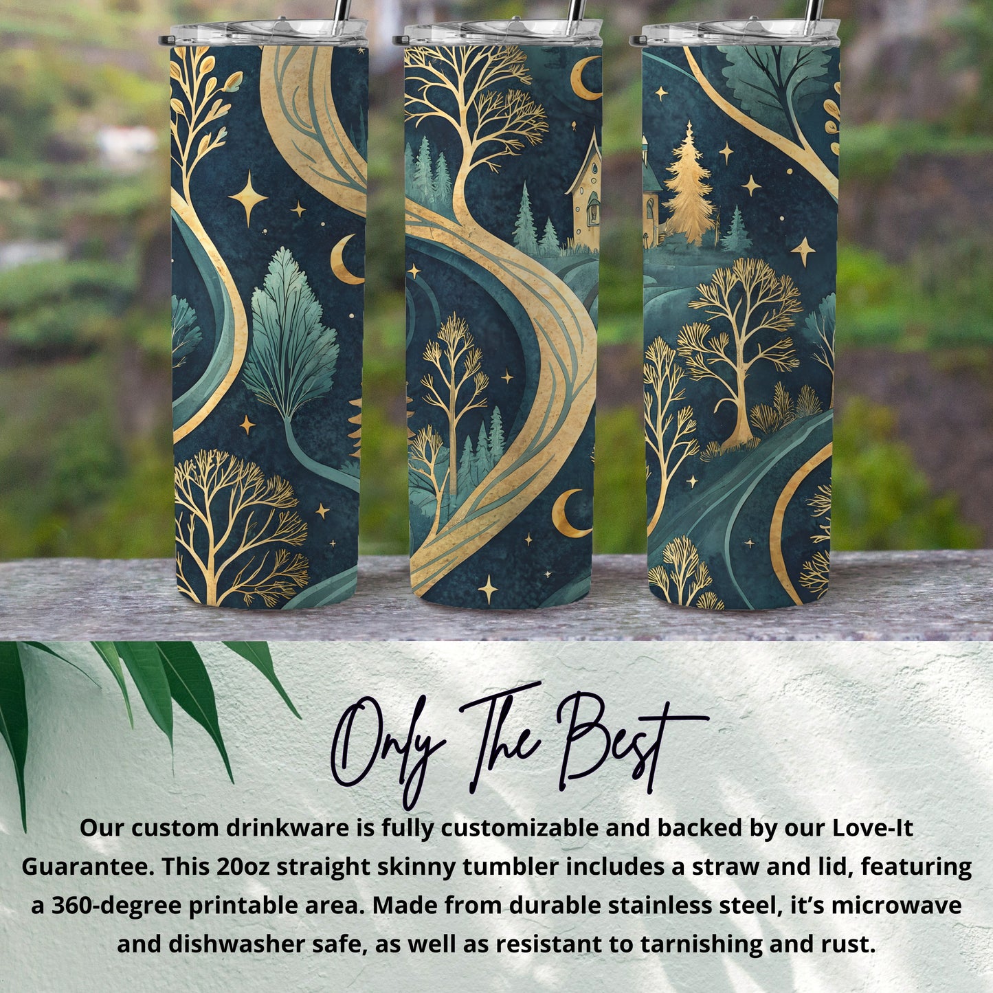Customizable 20oz Skinny Tumbler with Lid and Straw