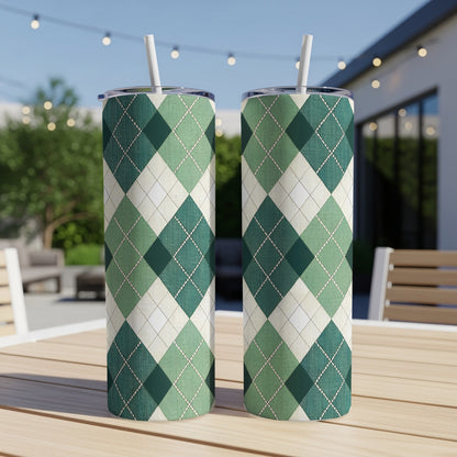 Stylish Green Argyle Pattern Insulated Tumbler Product