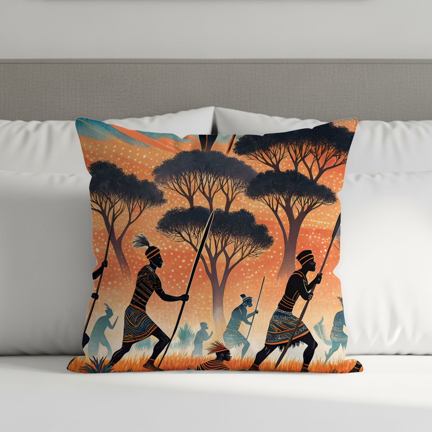African Tribal Sunset Art Decorative Throw Pillow