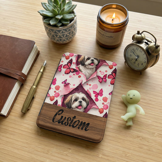 Adorable Shih Tzu and Butterflies Custom Notebook