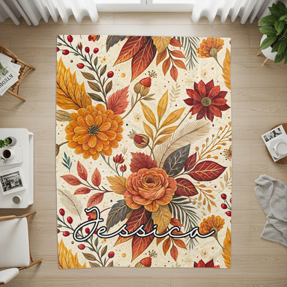 Jessica Autumn Floral Design Blanket for Personalized Gift