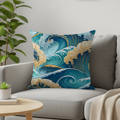 Elegant Ocean Waves Decorative Cushion Pillow