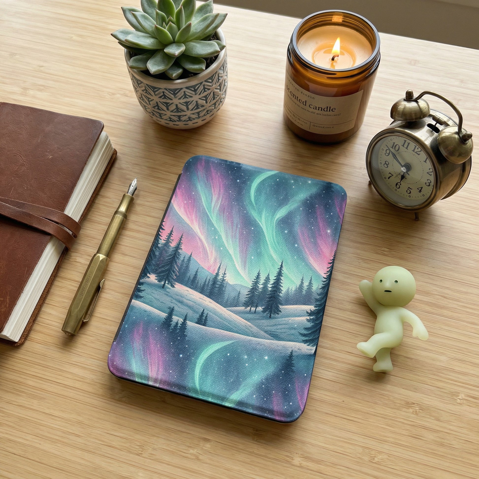 Stunning Northern Lights Scenic Notebook Cover Design