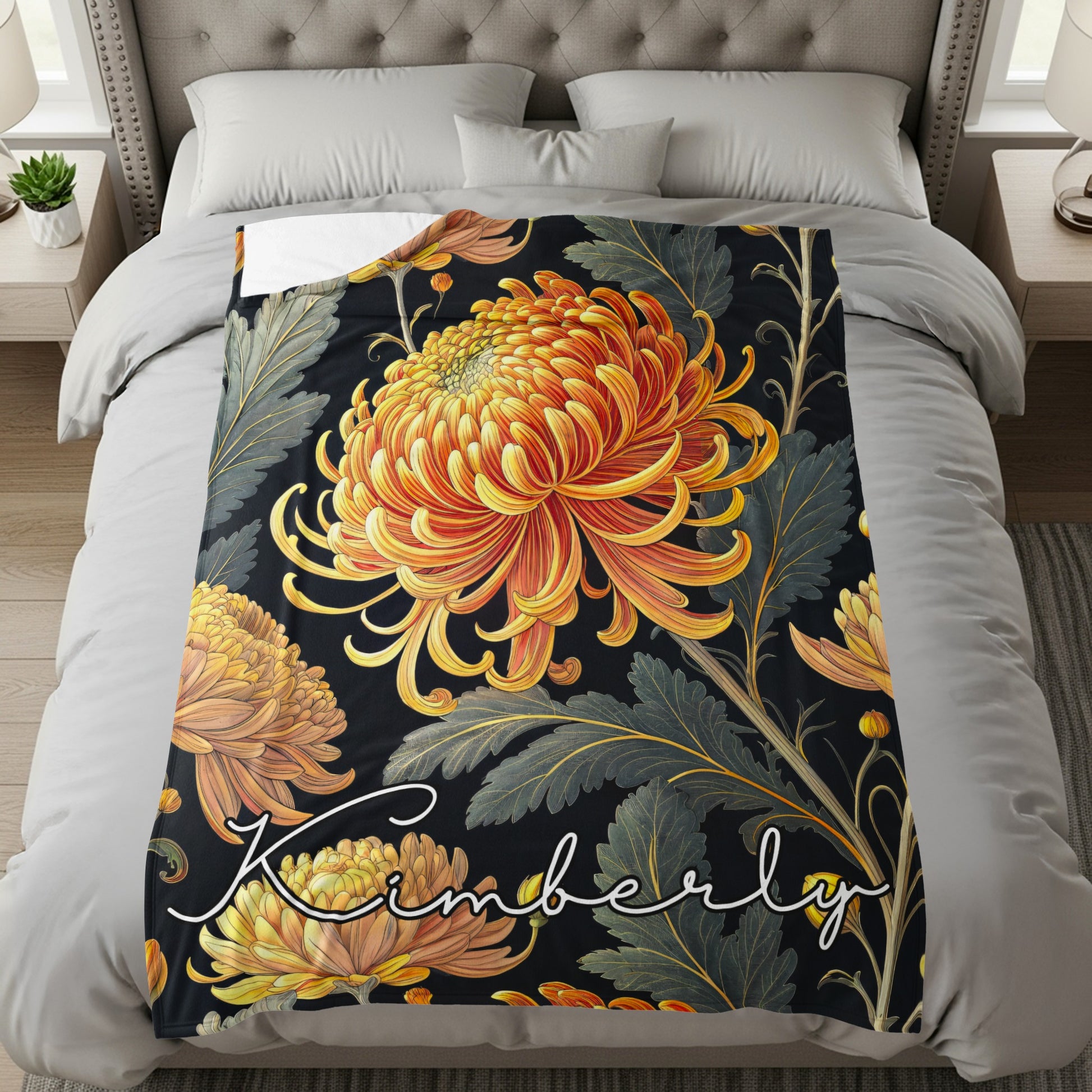 Custom Floral Kimberly Design Cozy Bedding Blanket