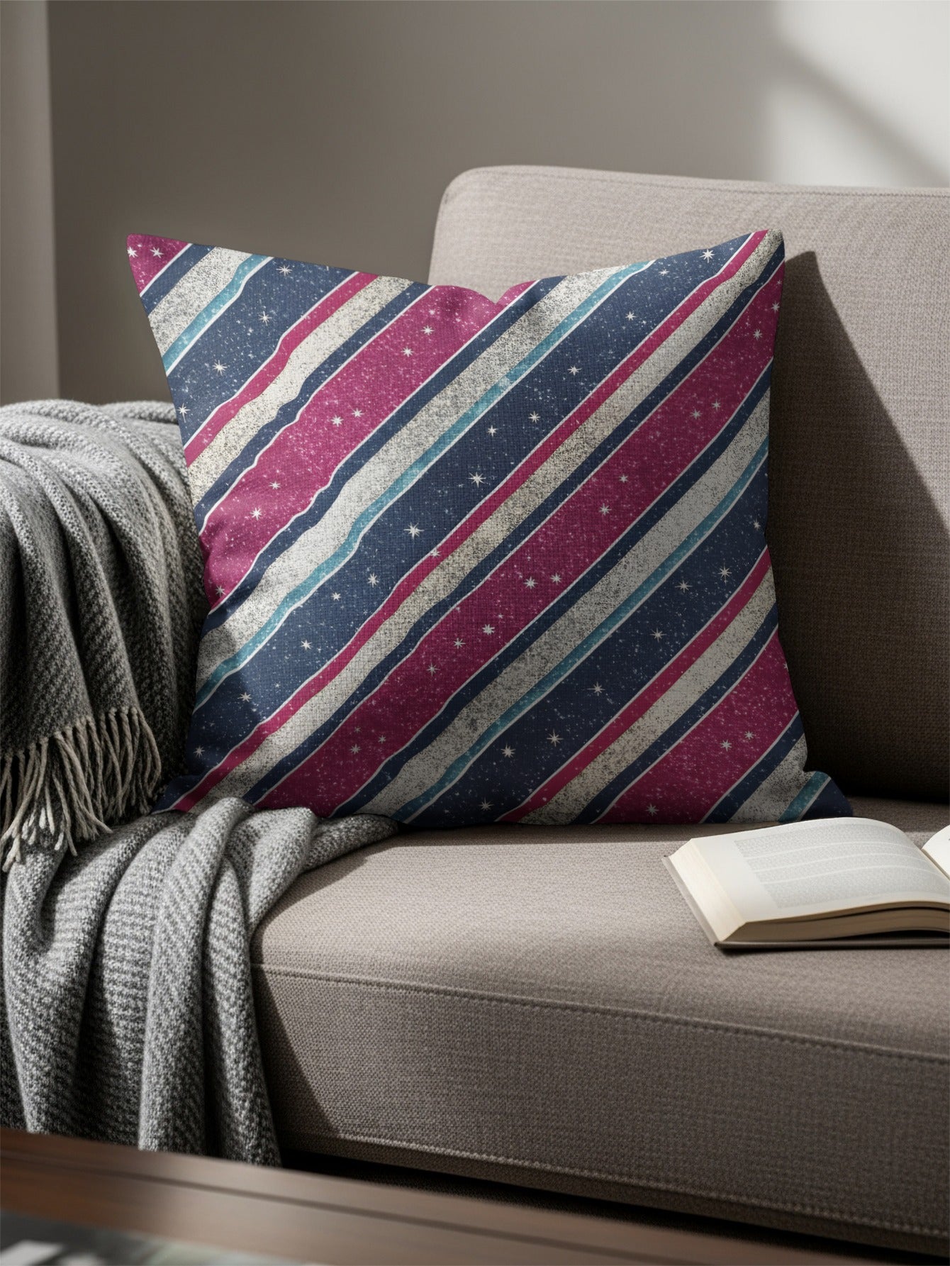 Colorful Diagonal Striped Decorative Pillow Cushion