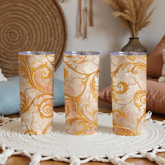 Elegant Gold Swirl Patterned Tumblers Collection