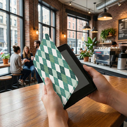Green Argyle Patterned Tablet E-Reader Case Cover