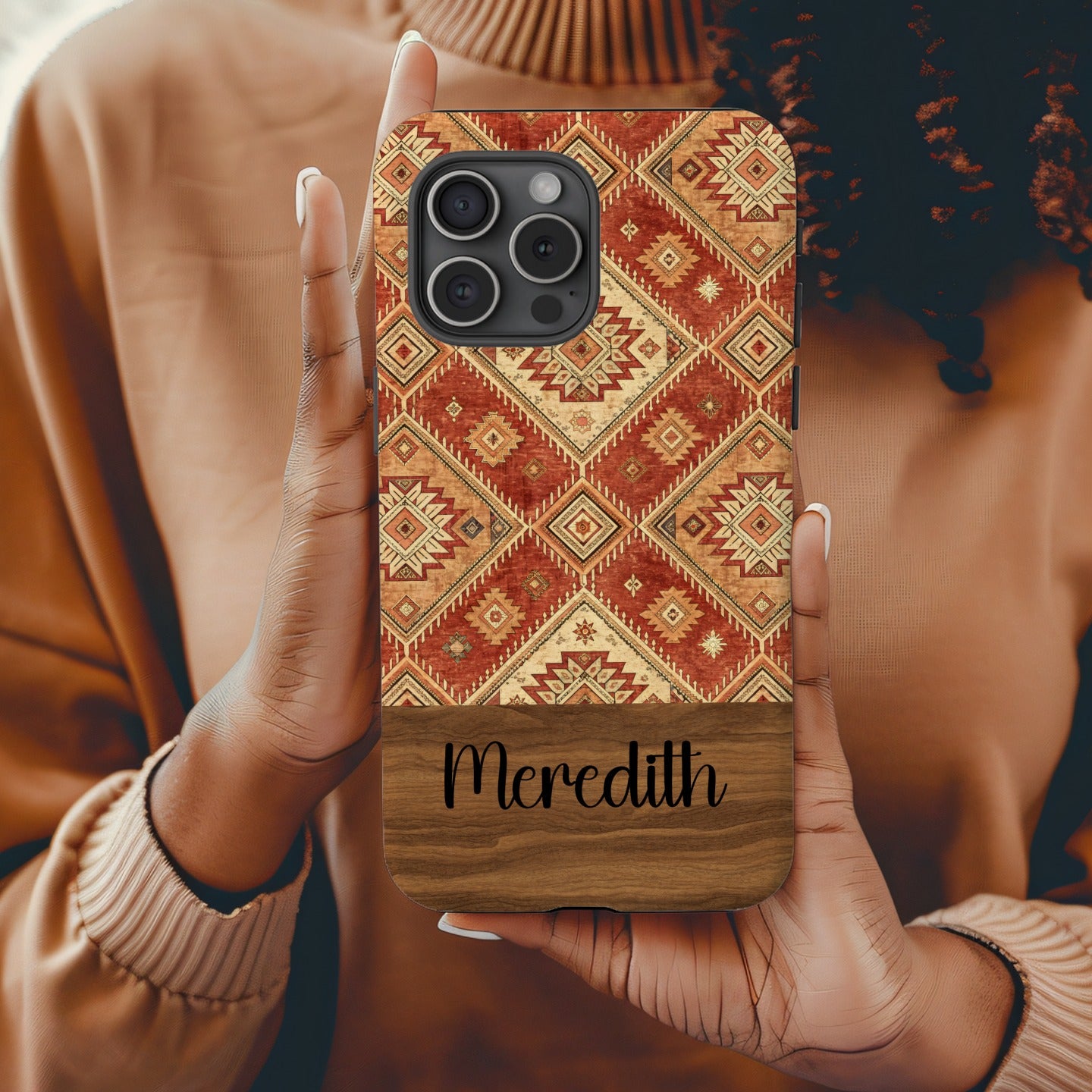 Geometric Diamonds Aztec Pattern Custom Phone Case - Walk Greener