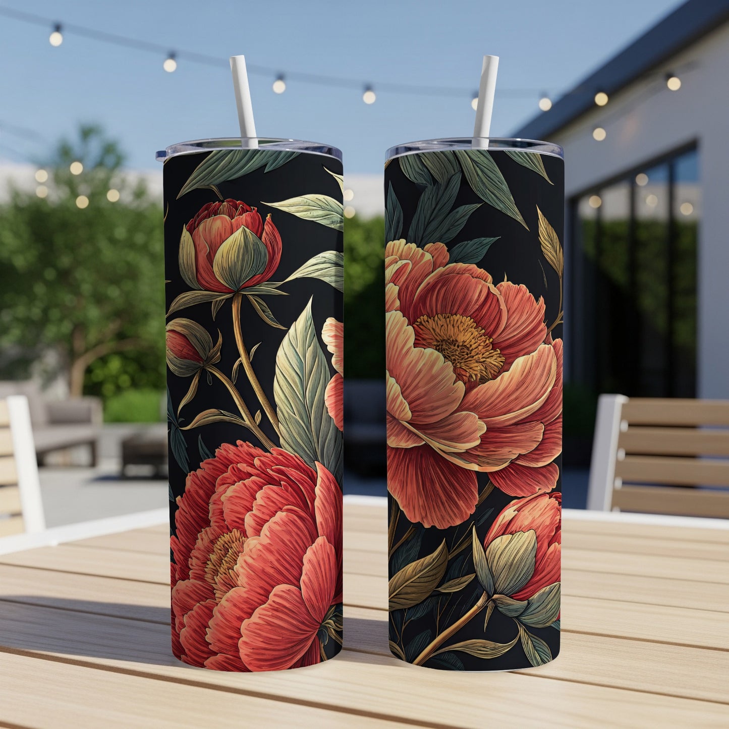 Floral Patterned Tumbler with Summer Blooms Design