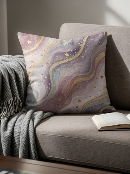 Celestial Dreams Cosmic Stars and Waves Throw Pillow