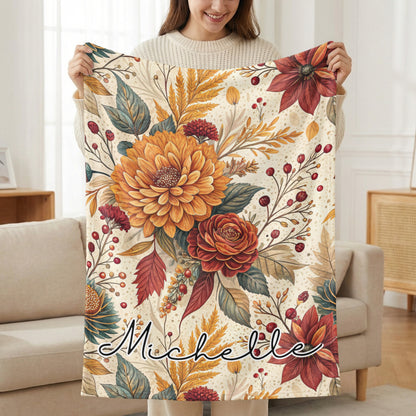 Personalized Floral Name Blanket Michelle Design