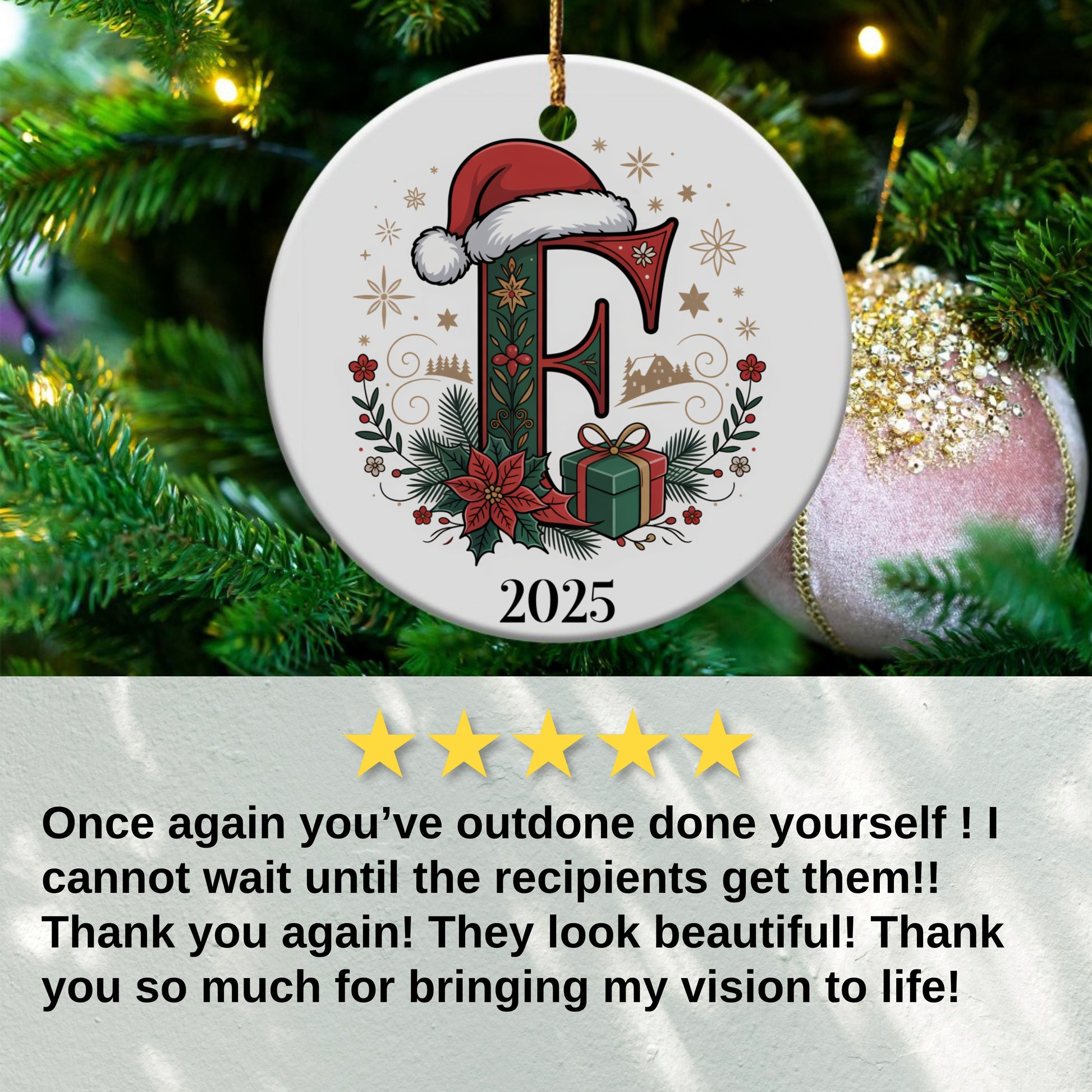 2025 Christmas Tree Ornament with Festive Lettering product