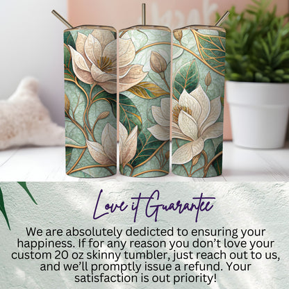 Floral Watercolor Design Art Nouveau Pattern 20 oz Skinny Tumbler - Walk Greener