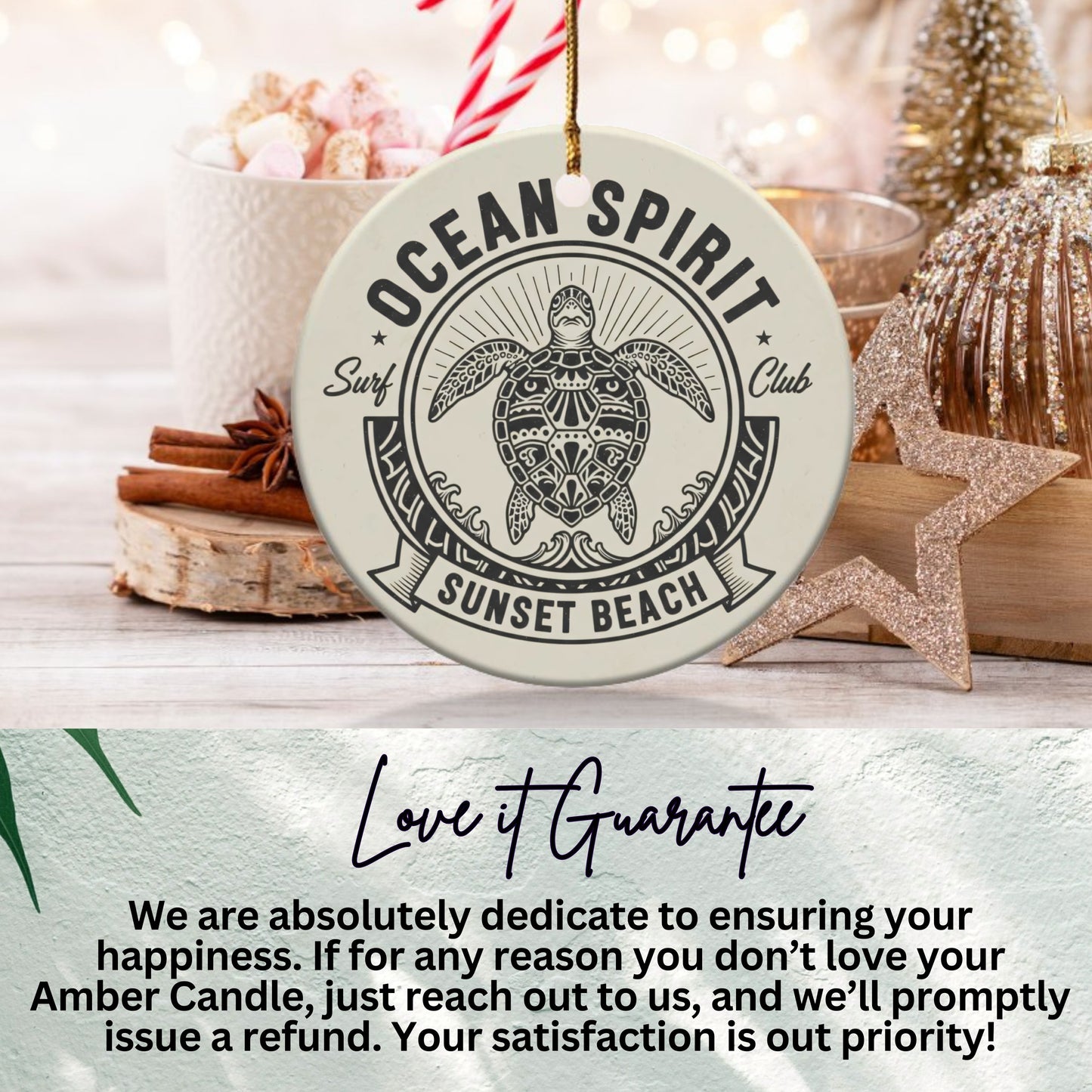 Ocean Spirit Club Sunset Beach Turtle Ornament product
