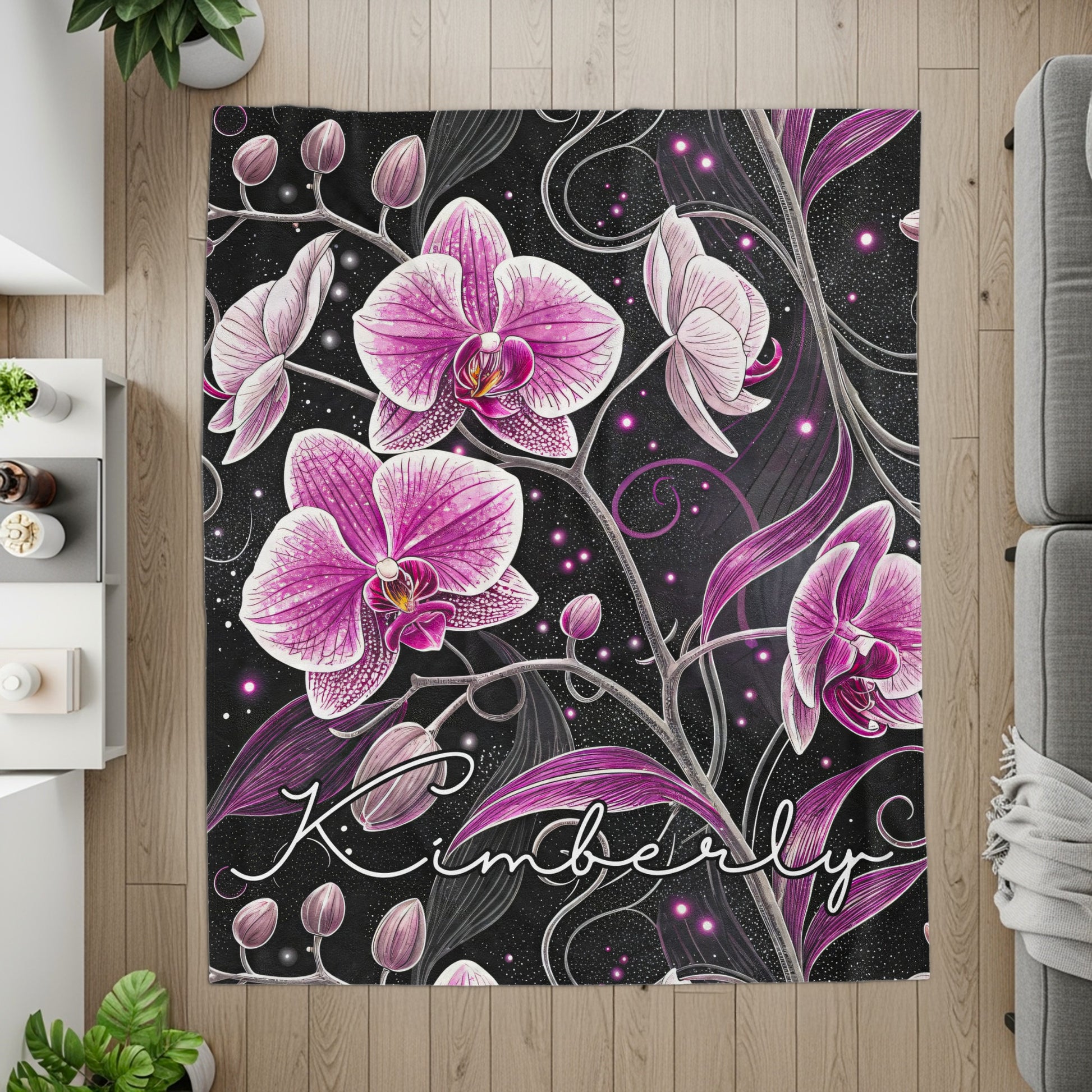 Customized Floral Design Blanket with Name Kimberly