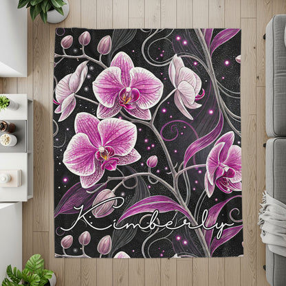 Customized Floral Design Blanket with Name Kimberly