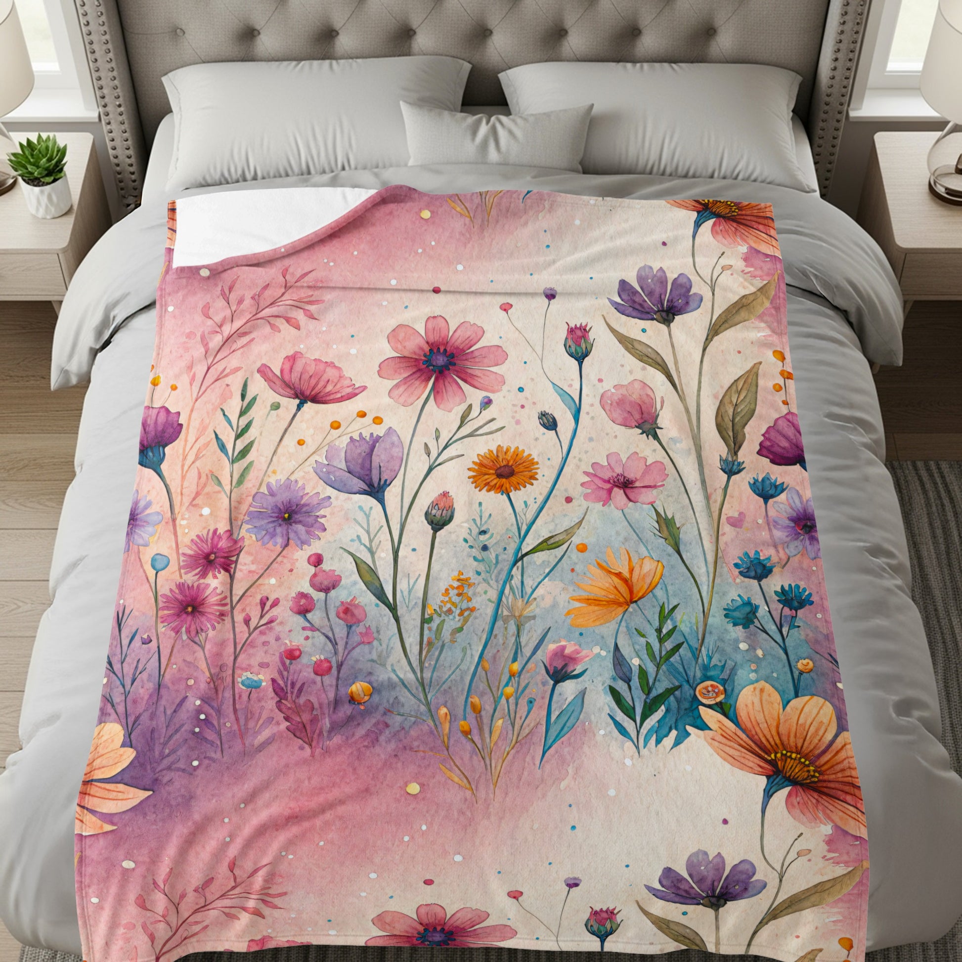 Watercolor Floral Garden Scene Artistic Design - Walk Greener