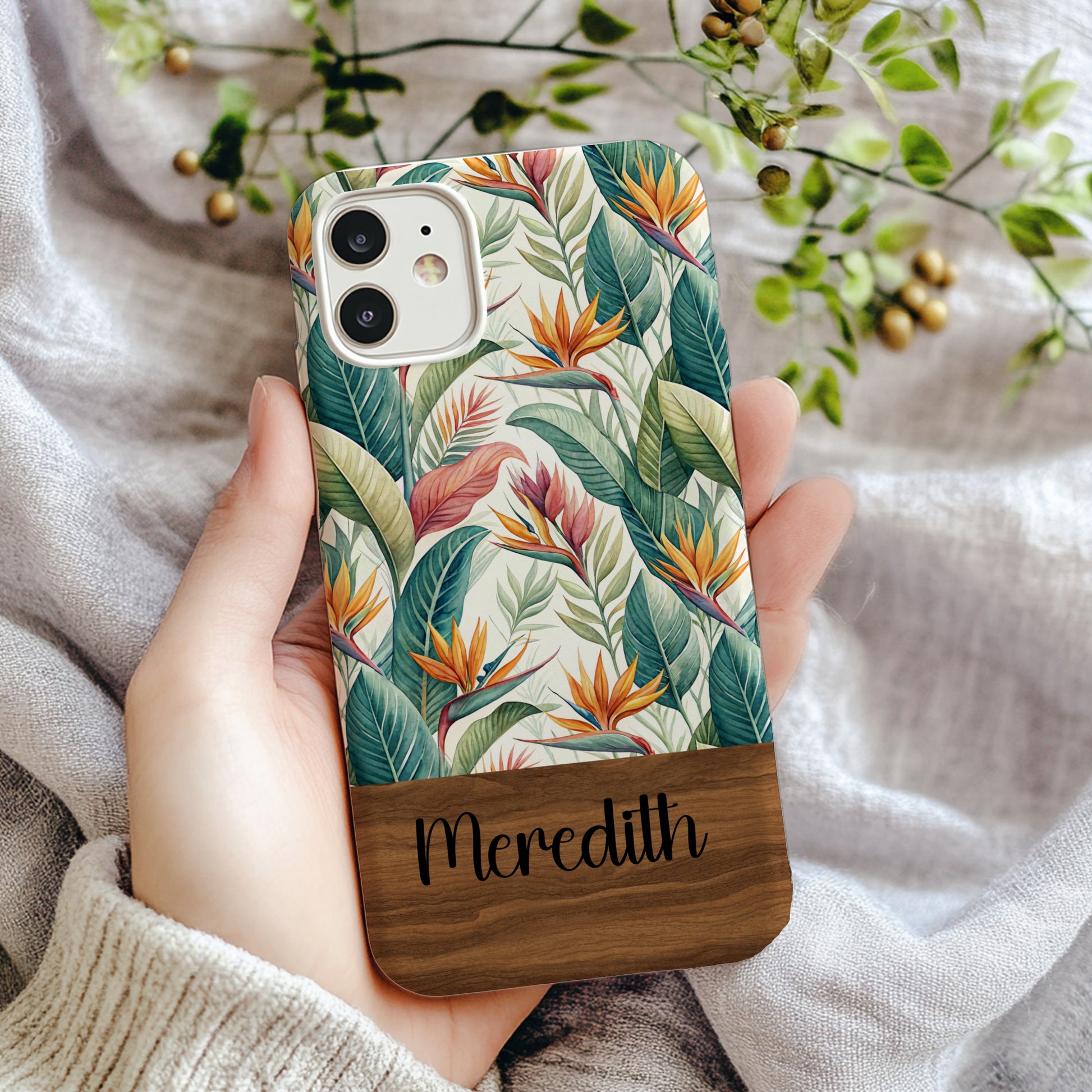 Personalized Tropical Floral Design Smartphone Case