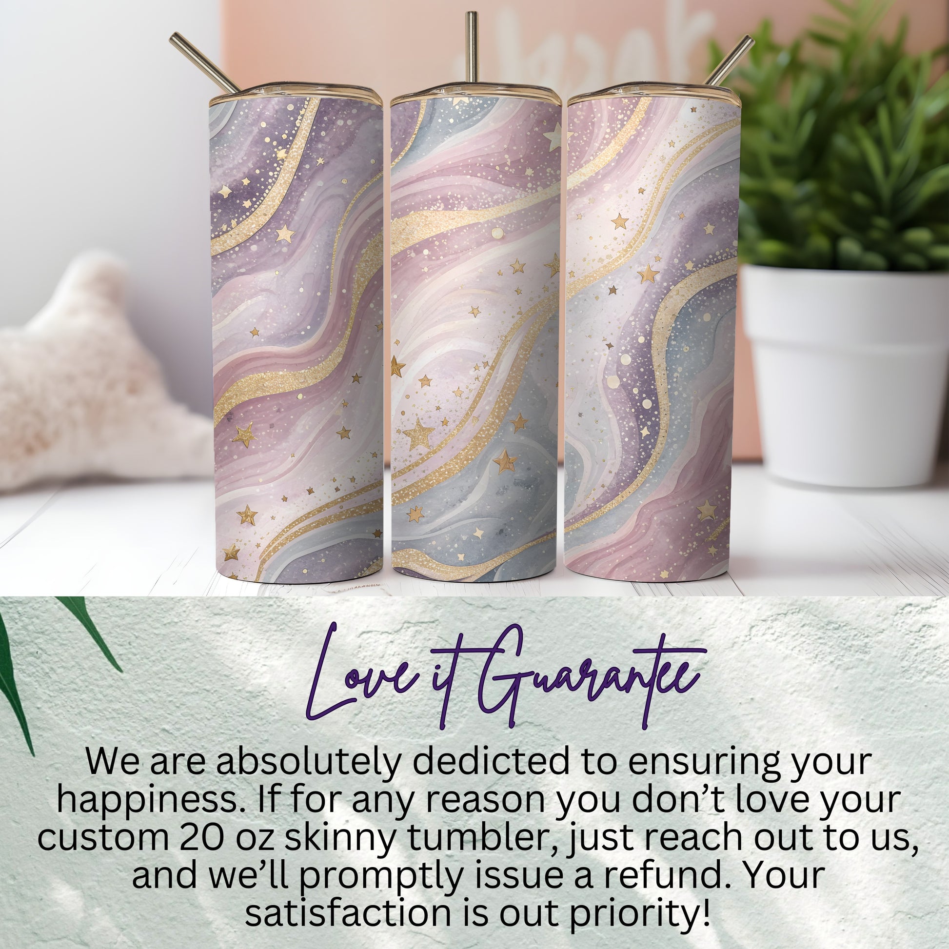 Custom 20 oz Skinny Tumbler with Starry Design