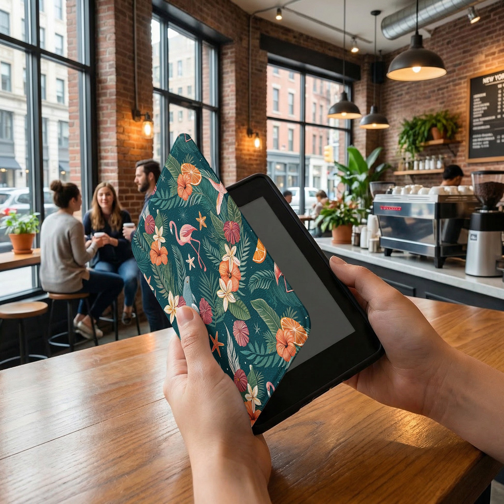 Tropical Flamingo and Floral Print Cover for Tablet