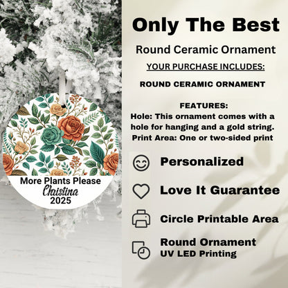 Personalized Floral Round Ceramic Ornament product type