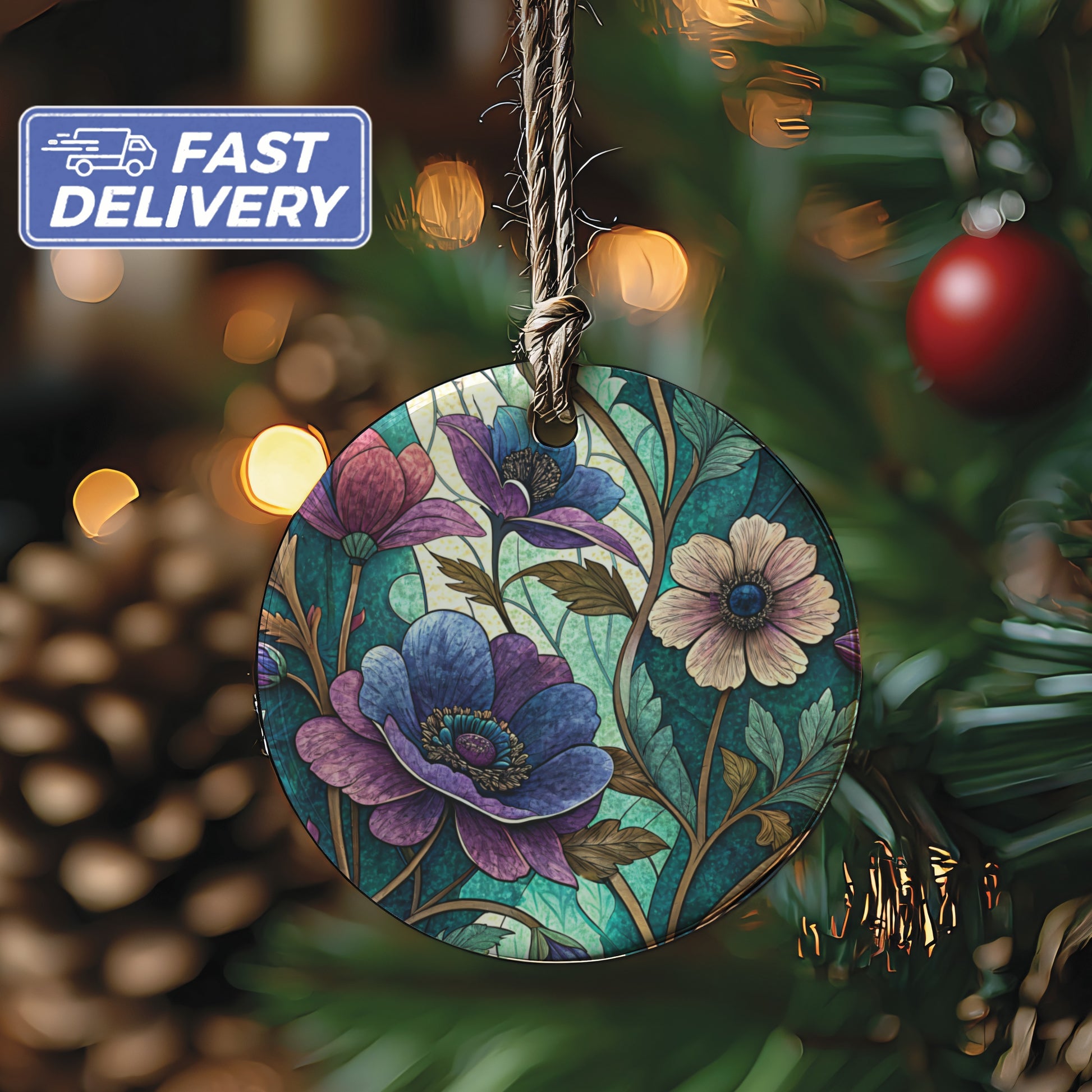 Vibrant Floral Christmas Tree Ornament for Holiday Decor