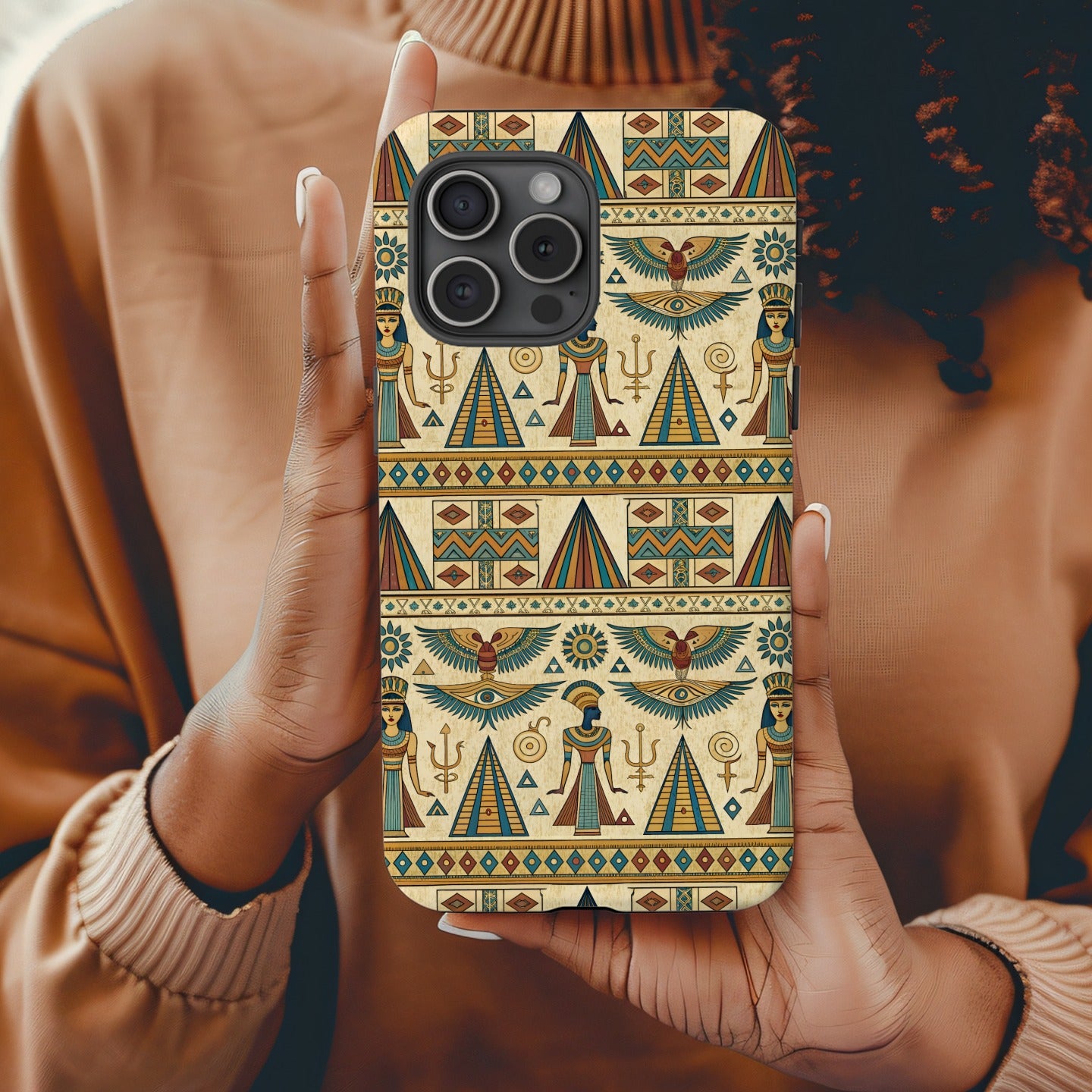 Ancient Egypt Art Pattern Design on a Custom Phone Case - Walk Greener