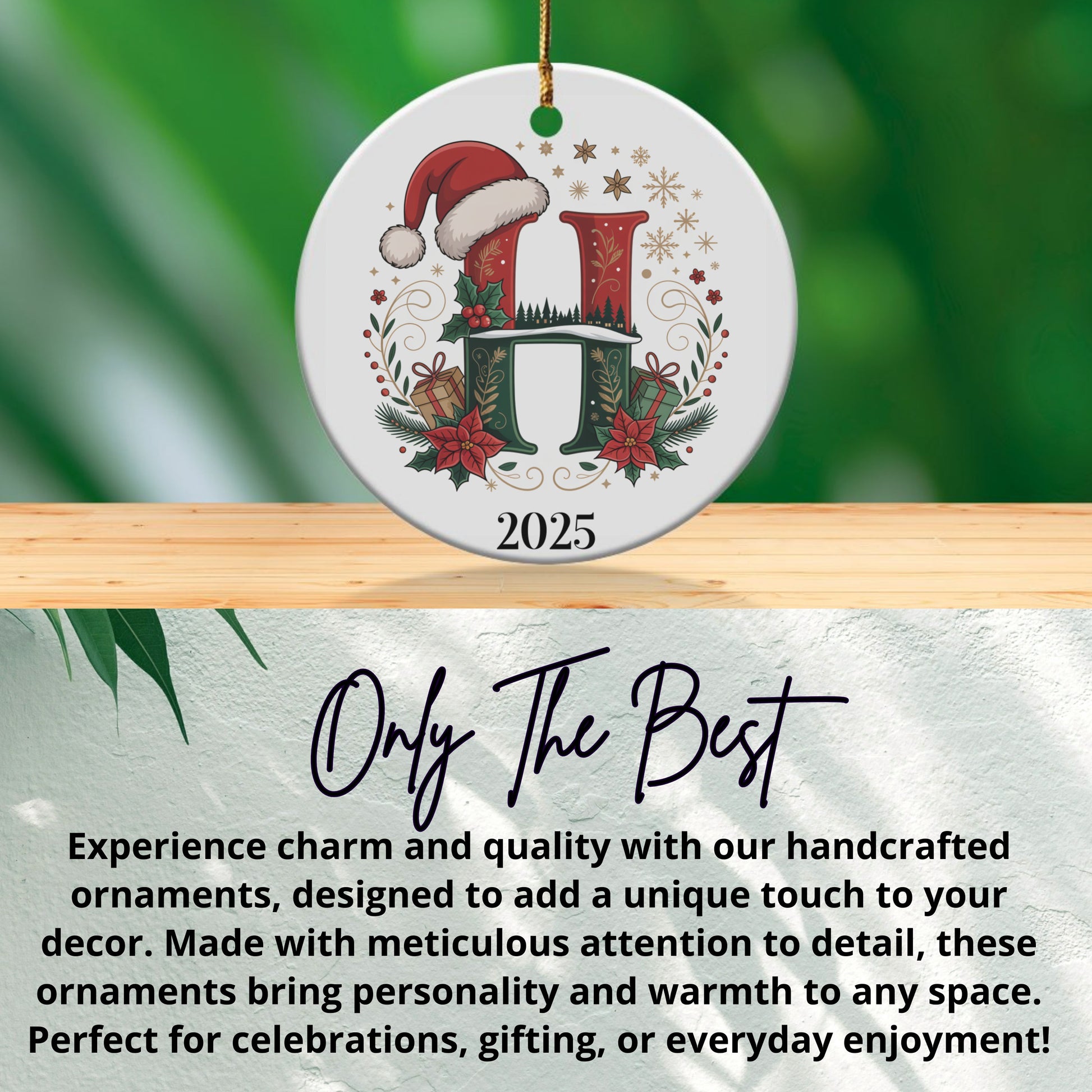 Holiday Letter H 2025 Ornament Gifts Keepsake product