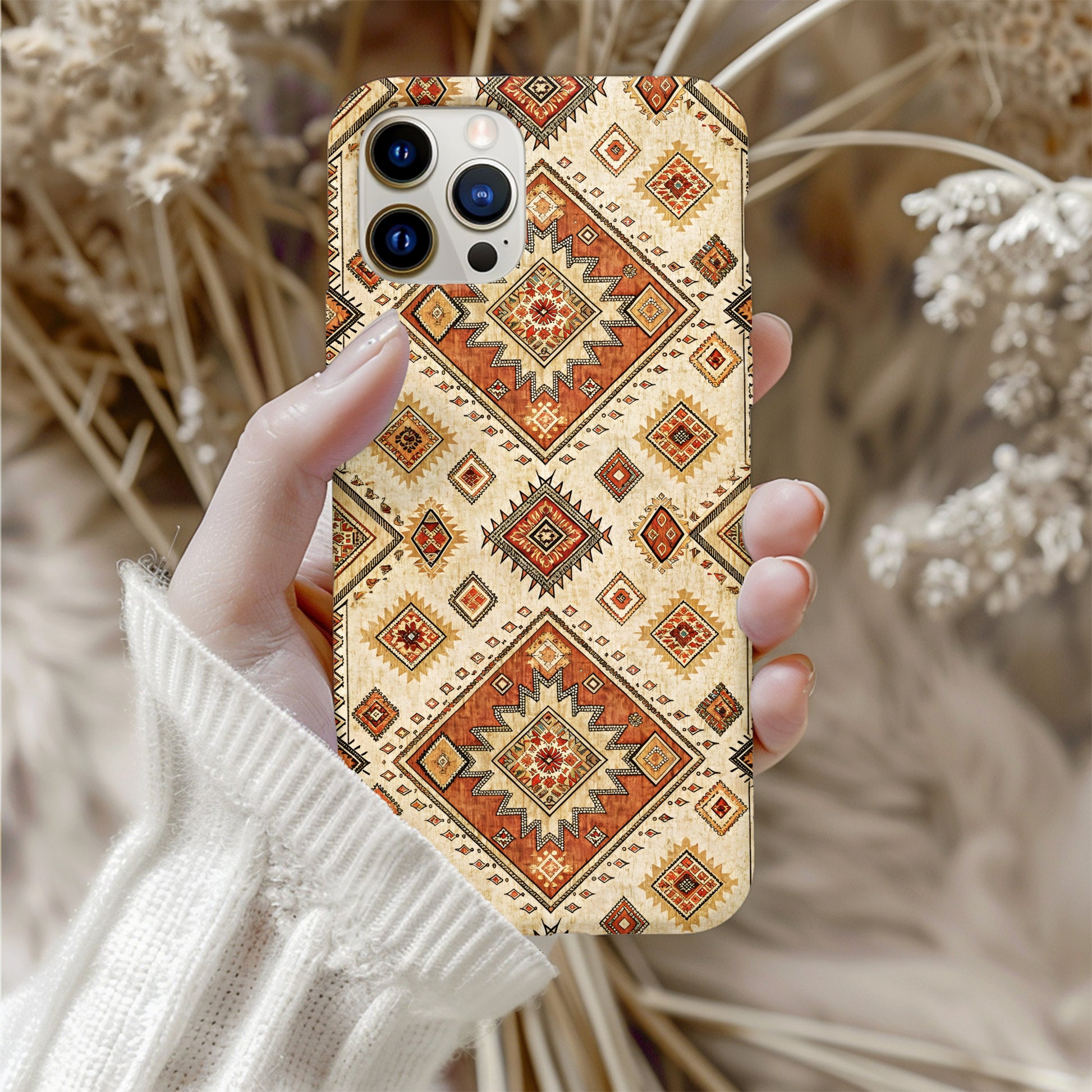 Vintage Ethnic Diamond Pattern Personalize it Custom Phone Case - Walk Greener