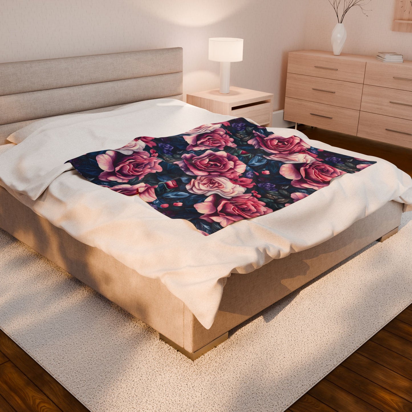 Floral Velveteen Plush Blanket - Cozy Home Decor for Floral Lovers