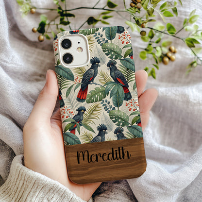 Tropical Cockatoo Birds Among Green Leaves With Custom Name - Walk Greener