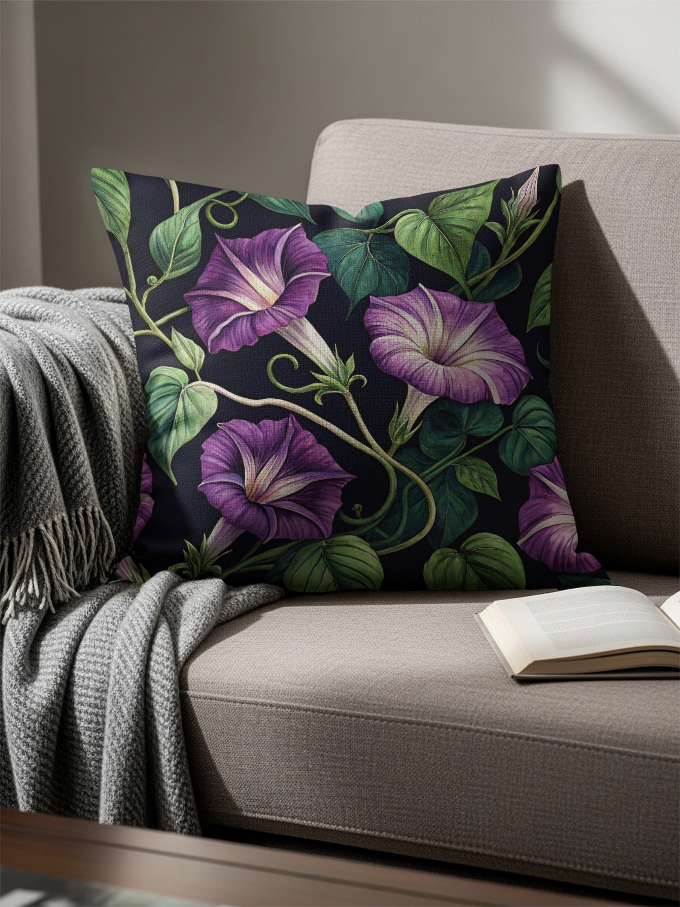 Elegant Purple Floral Pattern Decorative Pillow