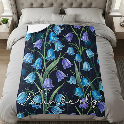 Custom Blue and Purple Bell Flowers Blanket