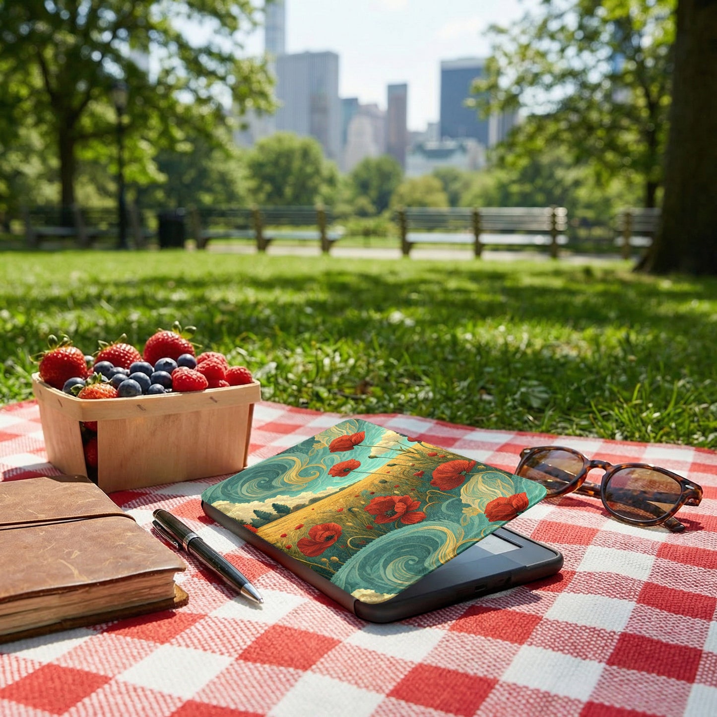 Vibrant Nature Scene Picnic Pattern Phone Cover