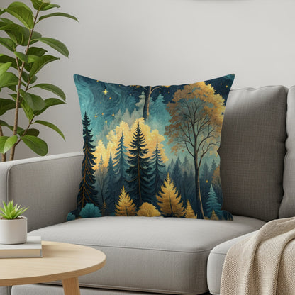 Enchanted Forest Night Scene Cushion Cover Decor