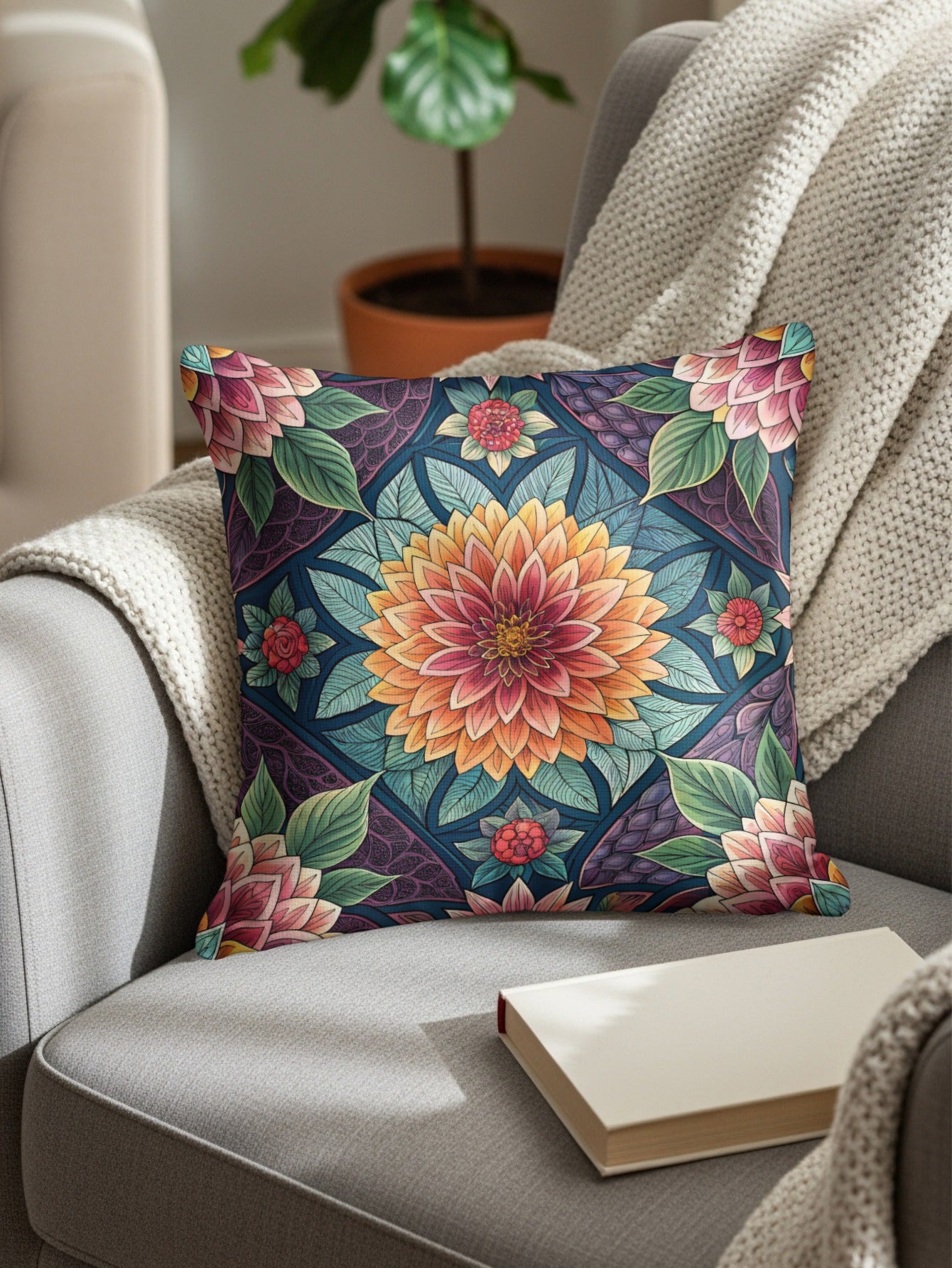 Colorful Flower Garden Seamless Pattern Floral Throw Pillows - Walk Greener