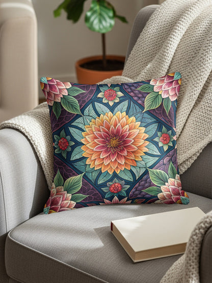Colorful Flower Garden Seamless Pattern Floral Throw Pillows - Walk Greener
