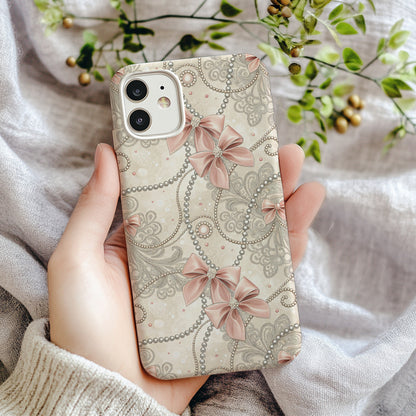 Elegant Floral Bow Pattern iPhone Case for Stylish Protection