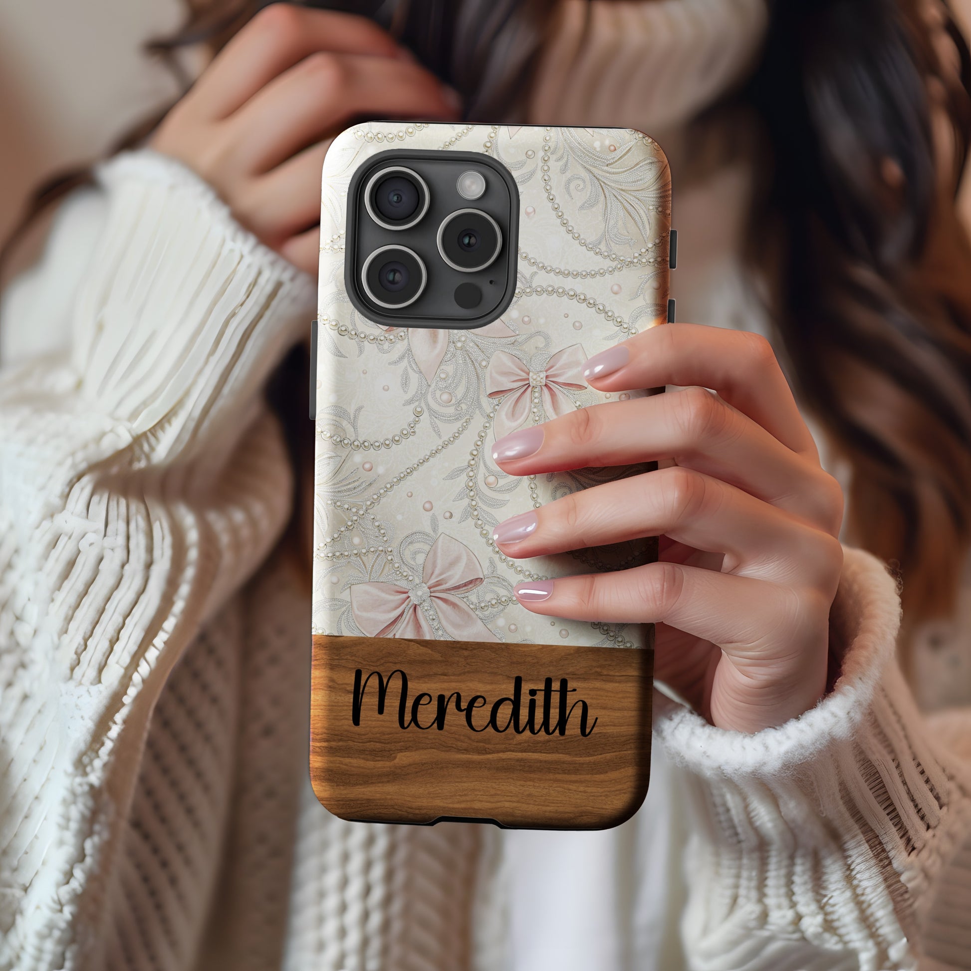 Personalized Floral Bow Design Custom Phone Case