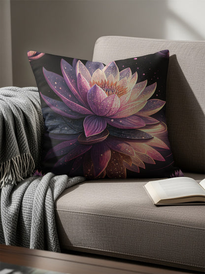 Stunning Purple Lotus Flower Print Pillow Cushion