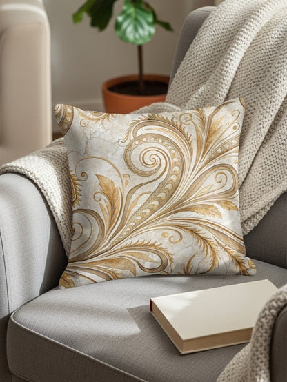 Elegant Gold Swirl Design Cushion Cover Pillow Decor