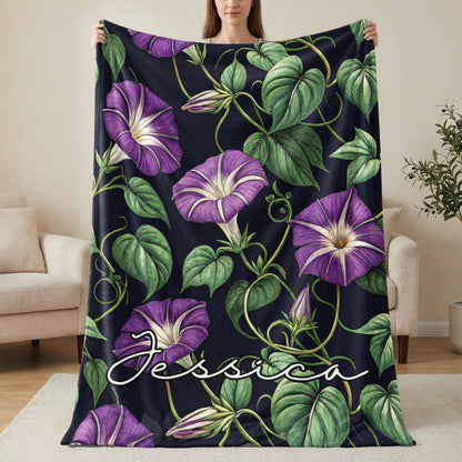 Personalized Purple Floral Jessica Blanket Design