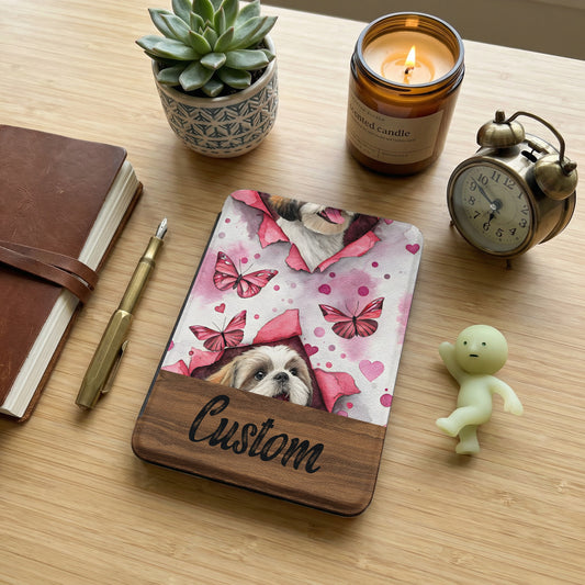 Adorable Dog with Butterflies Custom Notebook