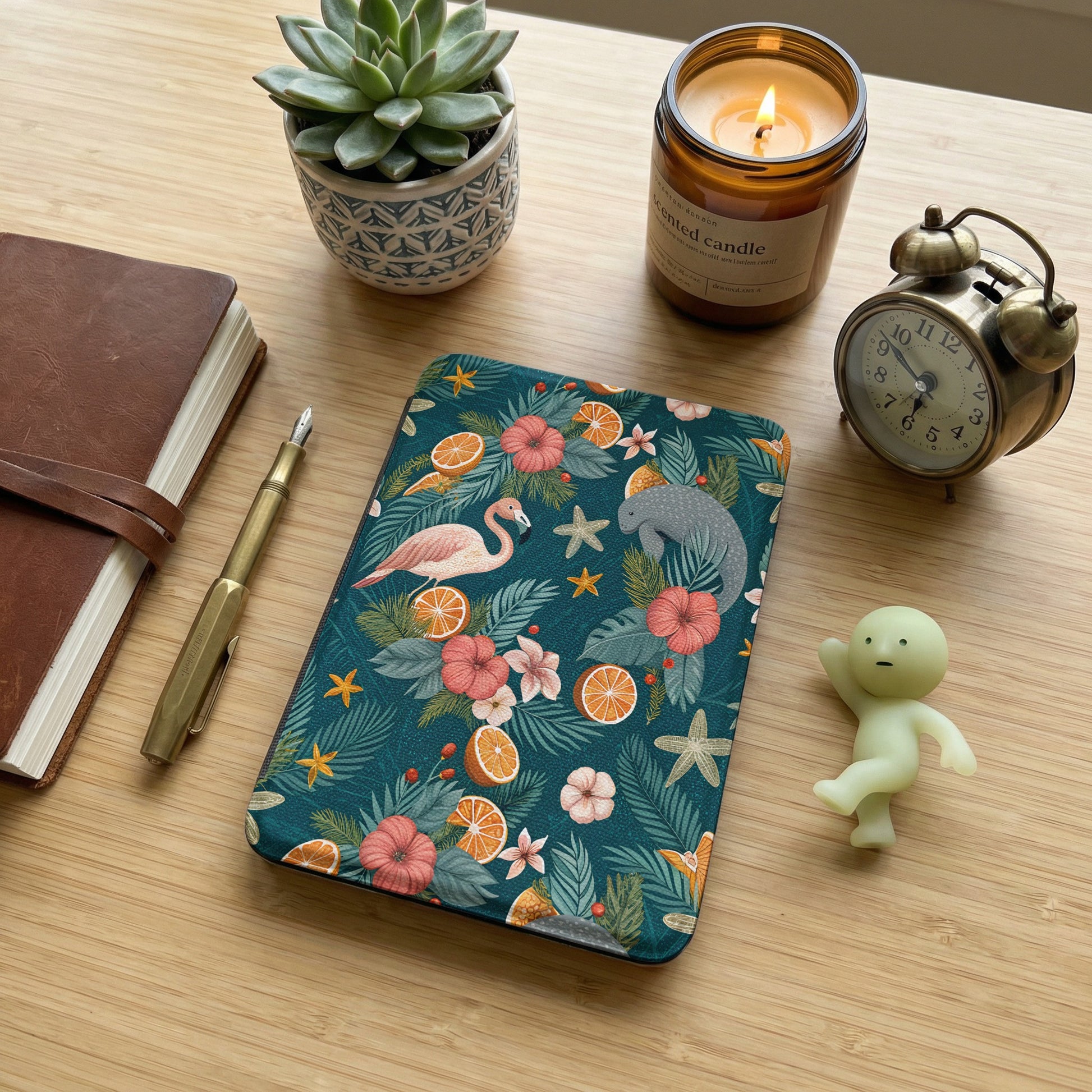 Tropical Flamingo and Citrus Pattern Notebook Cover