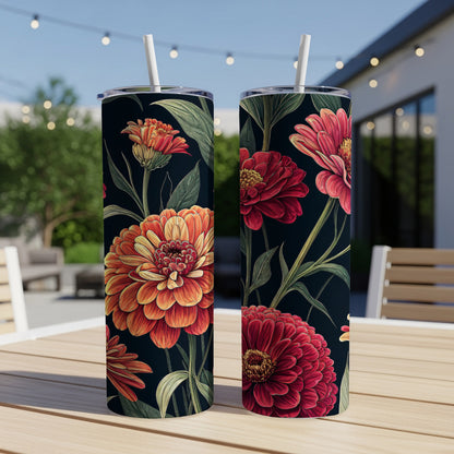 Vibrant Floral Insulated Tumbler with Straw 20 oz Cup
