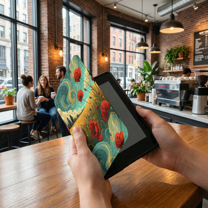 Vibrant Floral Design Tablet Case with Red Blossoms