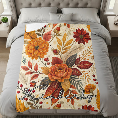 Personalized Floral Print Customized Blanket