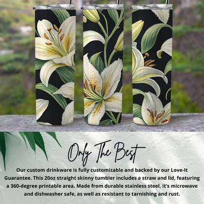 Elegant White Lilies Floral Pattern Design for Spring Tumblers - Walk Greener