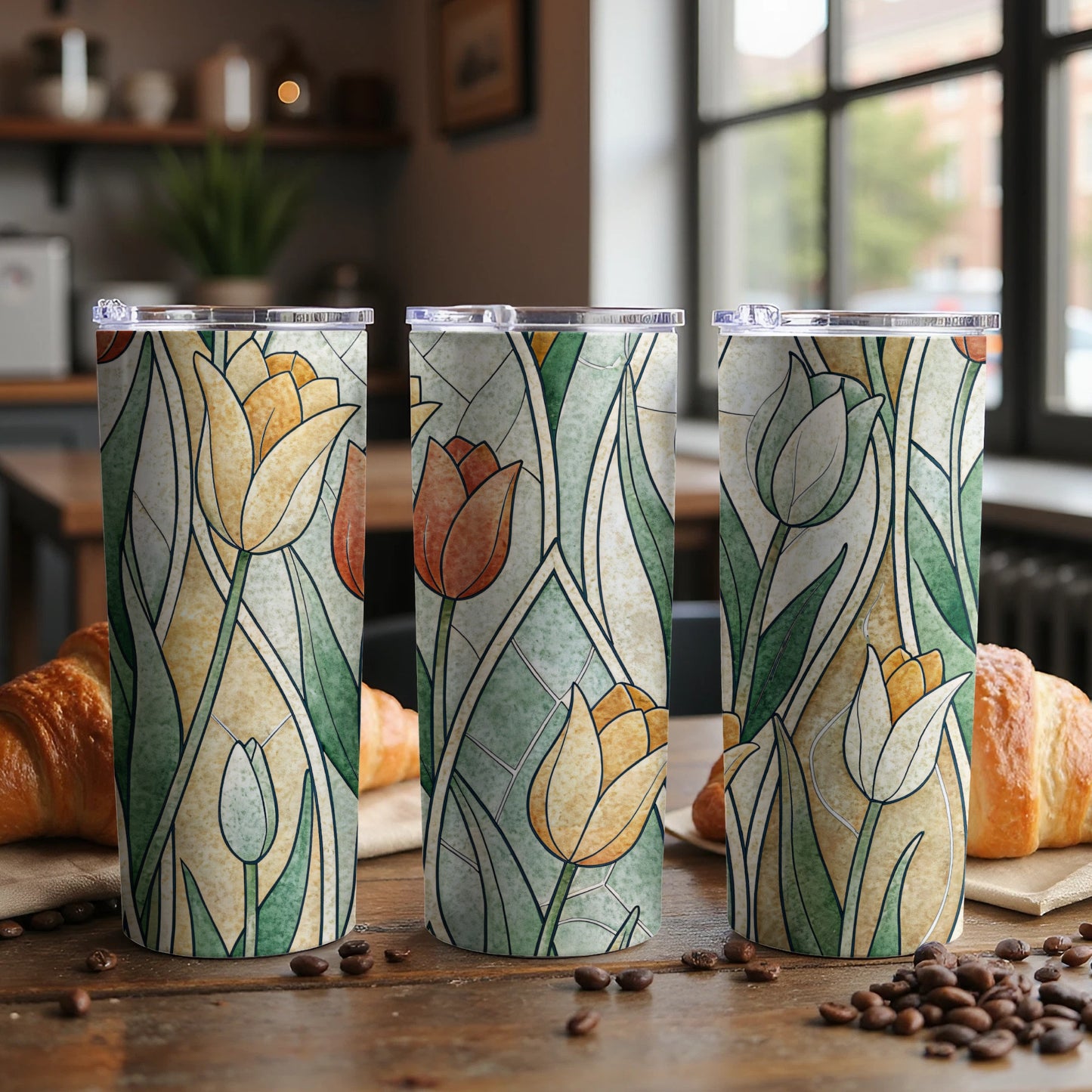 Elegant Tulip Mosaic Design for Your Unique Style 20 oz Skinny Tumbler - Walk Greener